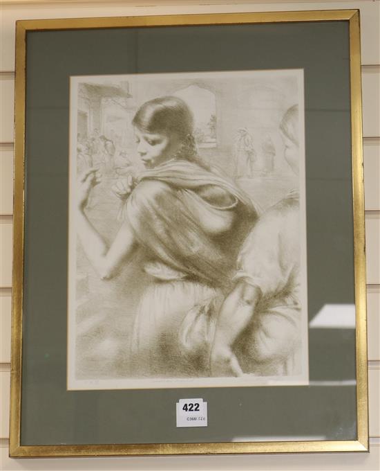 Clara Klinghoffer, lithograph, Mexican market, signed in pencil, 10/11, 42 x 31cm